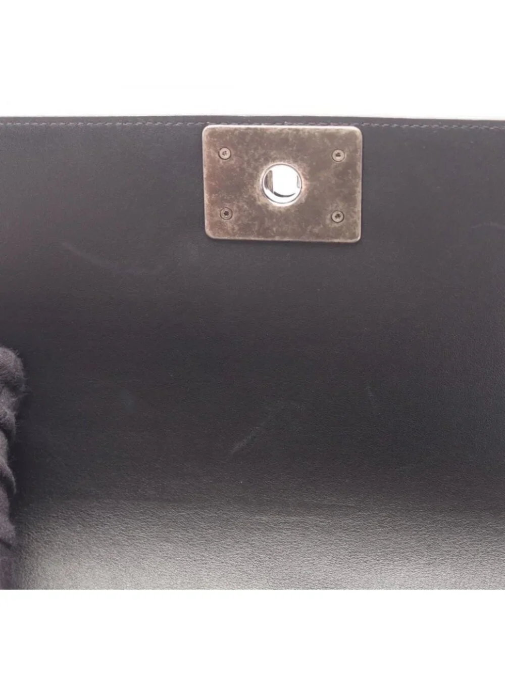 Chanel Shoulder Bag Boy Antique Silver Black Lambskin Boy Chain